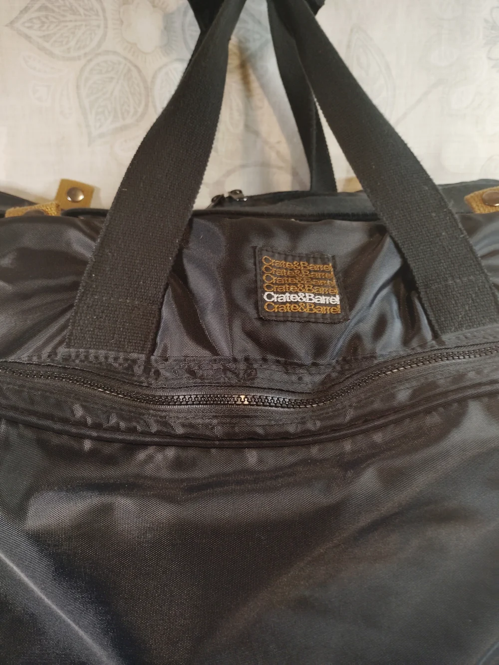 Crate & Barrel Black w/ Brown Accents Weekender Travel /Duffel Bag